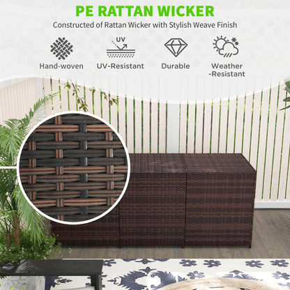 175 Gallon Outdoor Storage Box with Inner Liner, PE Rattan Wicker Deck Box with Pneumatic Bar Lift for Indoor & Outdoor, Patio Furniture Cushions, Pool Toys, Garden Tools, Mixed Brown