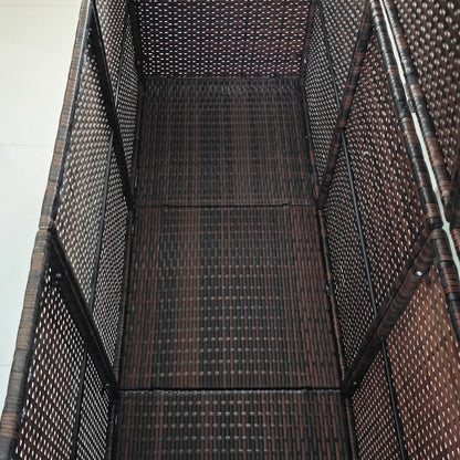 175 Gallon Outdoor Storage Box with Inner Liner, PE Rattan Wicker Deck Box with Pneumatic Bar Lift for Indoor & Outdoor, Patio Furniture Cushions, Pool Toys, Garden Tools, Mixed Brown