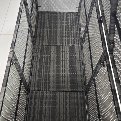 175 Gallon Outdoor Storage Box with Inner Liner, PE Rattan Wicker Deck Box with Pneumatic Bar Lift for Indoor & Outdoor, Patio Furniture Cushions, Pool Toys, Garden Tools, Mixed Gray