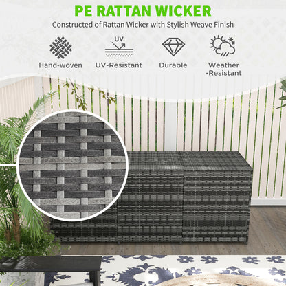 175 Gallon Outdoor Storage Box with Inner Liner, PE Rattan Wicker Deck Box with Pneumatic Bar Lift for Indoor & Outdoor, Patio Furniture Cushions, Pool Toys, Garden Tools, Mixed Gray