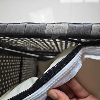 175 Gallon Outdoor Storage Box with Inner Liner, PE Rattan Wicker Deck Box with Pneumatic Bar Lift for Indoor & Outdoor, Patio Furniture Cushions, Pool Toys, Garden Tools, Mixed Gray