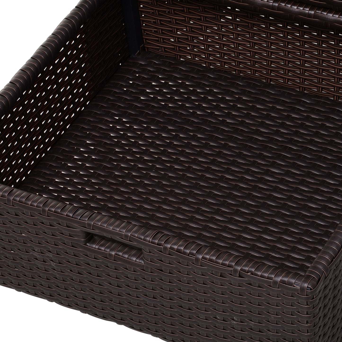 Outsunny Outdoor Towel Cabinet, PE Rattan Pool Storage Organizer, Freestanding Outdoor Towel Rack for Pool with 3 Drawers and Weather Safe Material, Brown