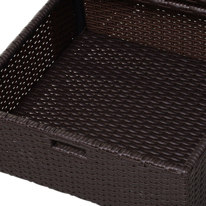 Outsunny Outdoor Towel Cabinet, PE Rattan Pool Storage Organizer, Freestanding Outdoor Towel Rack for Pool with 3 Drawers and Weather Safe Material, Brown