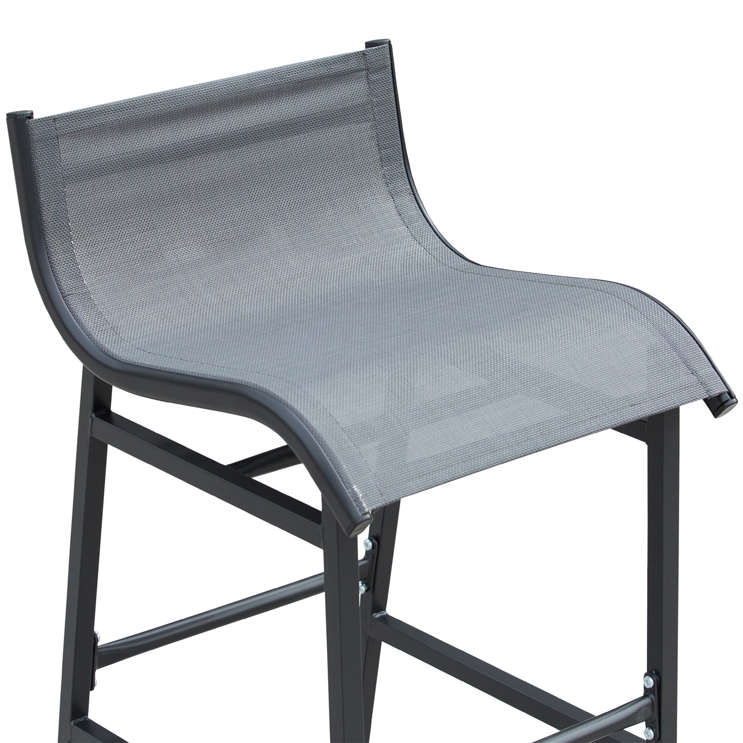 3 Piece Bar Height Outdoor Bistro Set for 2, Round Patio Pub Table 2 Bar Chairs with Comfortable Design & Strong Build, Charcoal Gray