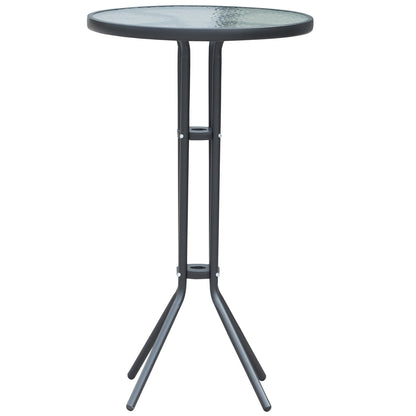 3 Piece Bar Height Outdoor Bistro Set for 2, Round Patio Pub Table 2 Bar Chairs with Comfortable Design & Strong Build, Charcoal Gray