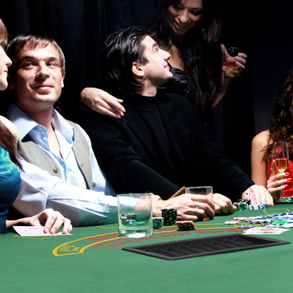 Soozier Poker Table Foldable, 72" Blackjack Table for 7 Players with Chip & Cup Holder, Green Felt