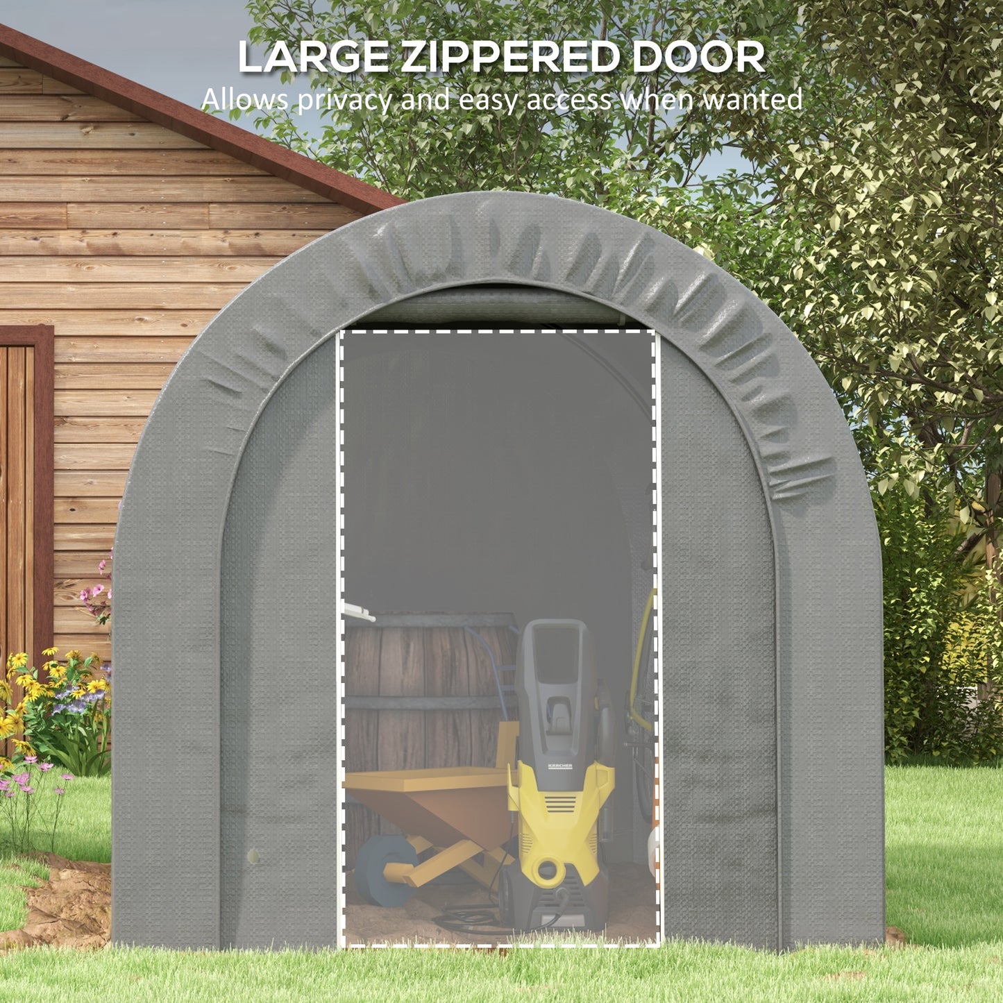 6' x 8' Garden Storage Tent, Heavy Duty Outdoor Shed, Waterproof Portable Shed Storage Shelter with Galvanized Metal Frame for Bike, Motorcycle, Garden Tools, Gray