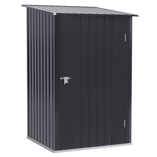 3.3' x 3.4' Outdoor Storage Shed, Galvanized Metal Utility Garden Tool House, Lockable Door for Backyard, Bike, Patio, Garage, Lawn, Dark Gray