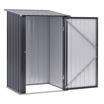 3.3' x 3.4' Outdoor Storage Shed, Galvanized Metal Utility Garden Tool House, Lockable Door for Backyard, Bike, Patio, Garage, Lawn, Dark Gray