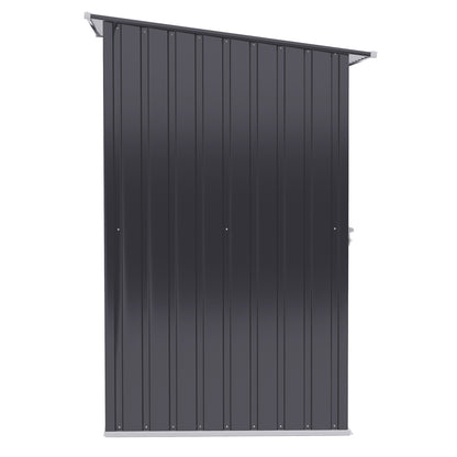3.3' x 3.4' Outdoor Storage Shed, Galvanized Metal Utility Garden Tool House, Lockable Door for Backyard, Bike, Patio, Garage, Lawn, Dark Gray