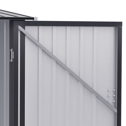 3.3' x 3.4' Outdoor Storage Shed, Galvanized Metal Utility Garden Tool House, Lockable Door for Backyard, Bike, Patio, Garage, Lawn, Dark Gray
