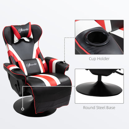 Vinsetto Gaming Chair, Racing Style Computer Recliner with Lumbar Support, Footrest and Cup Holder, Black/White/Red