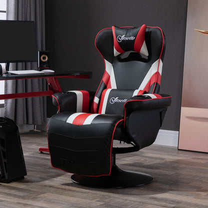 Vinsetto Gaming Chair, Racing Style Computer Recliner with Lumbar Support, Footrest and Cup Holder, Black/White/Red