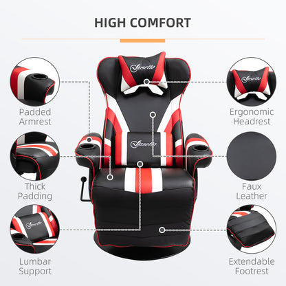 Vinsetto Gaming Chair, Racing Style Computer Recliner with Lumbar Support, Footrest and Cup Holder, Black/White/Red