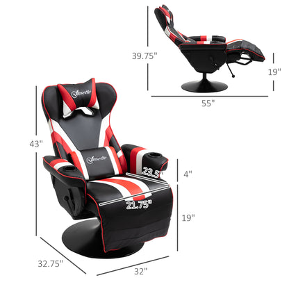 Vinsetto Gaming Chair, Racing Style Computer Recliner with Lumbar Support, Footrest and Cup Holder, Black/White/Red