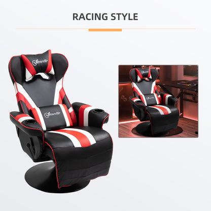 Vinsetto Gaming Chair, Racing Style Computer Recliner with Lumbar Support, Footrest and Cup Holder, Black/White/Red