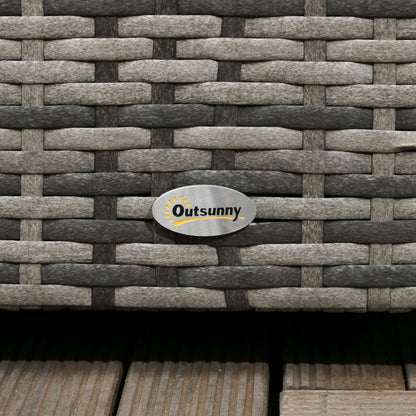 Outsunny 113 Gallon Deck Box, Rattan Outdoor Storage Box, Waterproof Storage Container for Indoor, Patio Furniture Cushions, Pool Supplies, Garden Tools, Dark Gray