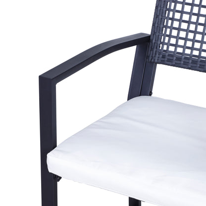 Outsunny 3pcs Patio Bar Set with Soft Cushion, Rattan Wicker Outdoor Furniture Set for Backyards, Lawn, Deck, Poolside