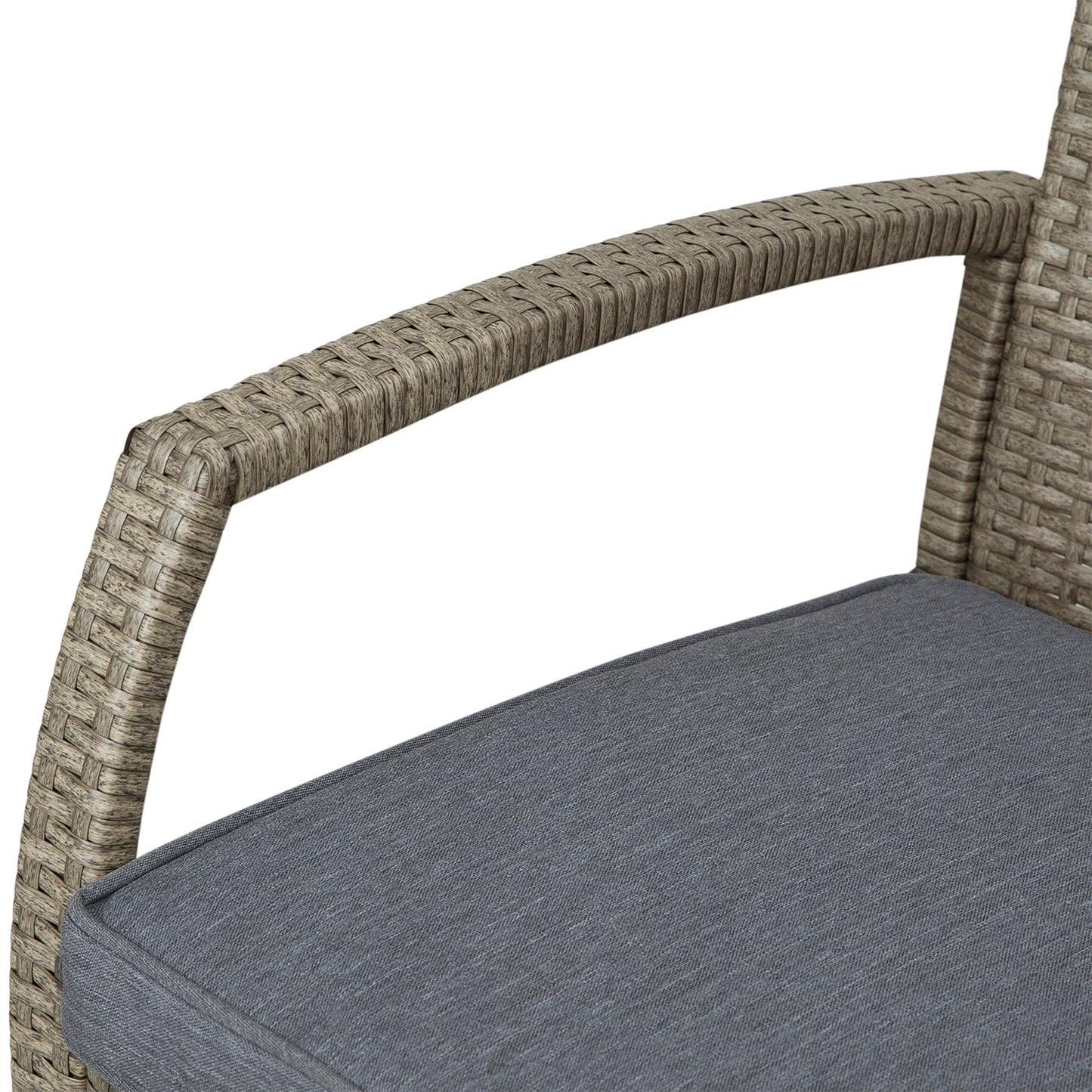 3 PCS Rattan Wicker Bar Set with Wood Grain Top Table and 2 Bar Stools for Outdoor, Patio, Poolside, Garden, Grey