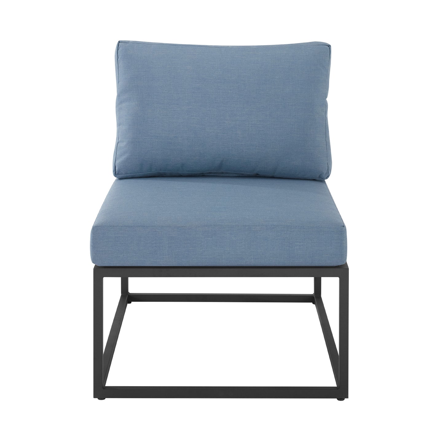 Modern Outdoor Metal Patio Side Chair with Cushion - Blue