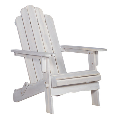 Classic Solid Acacia Wood Adirondack Patio Chair - White Wash