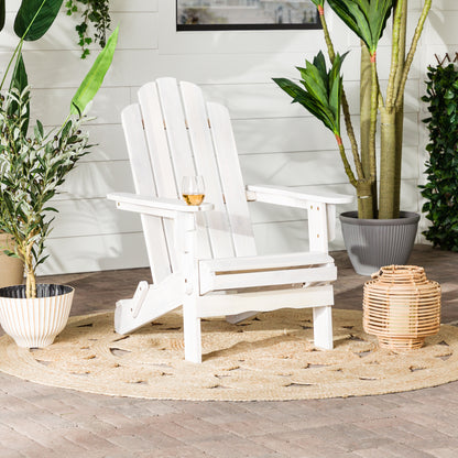 Classic Solid Acacia Wood Adirondack Patio Chair - White Wash