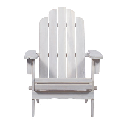 Classic Solid Acacia Wood Adirondack Patio Chair - White Wash