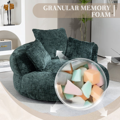 Lazy Sofa Durable Comfort Lounger High Back Bean Bag Chair Couch With Three Pillows for Adults and Kids, Indoor & Outdoor, Single Gaming Sofa Chair For Bedroom,Office (Emerald Chenille)