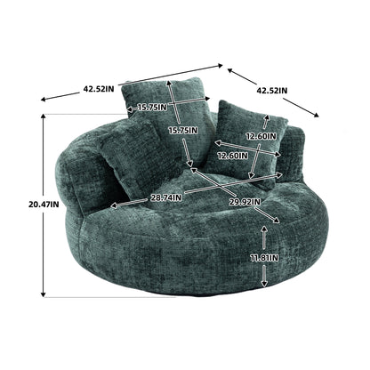 Lazy Sofa Durable Comfort Lounger High Back Bean Bag Chair Couch With Three Pillows for Adults and Kids, Indoor & Outdoor, Single Gaming Sofa Chair For Bedroom,Office (Emerald Chenille)