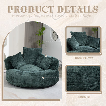 Lazy Sofa Durable Comfort Lounger High Back Bean Bag Chair Couch With Three Pillows for Adults and Kids, Indoor & Outdoor, Single Gaming Sofa Chair For Bedroom,Office (Emerald Chenille)