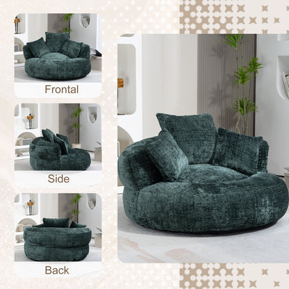 Lazy Sofa Durable Comfort Lounger High Back Bean Bag Chair Couch With Three Pillows for Adults and Kids, Indoor & Outdoor, Single Gaming Sofa Chair For Bedroom,Office (Emerald Chenille)