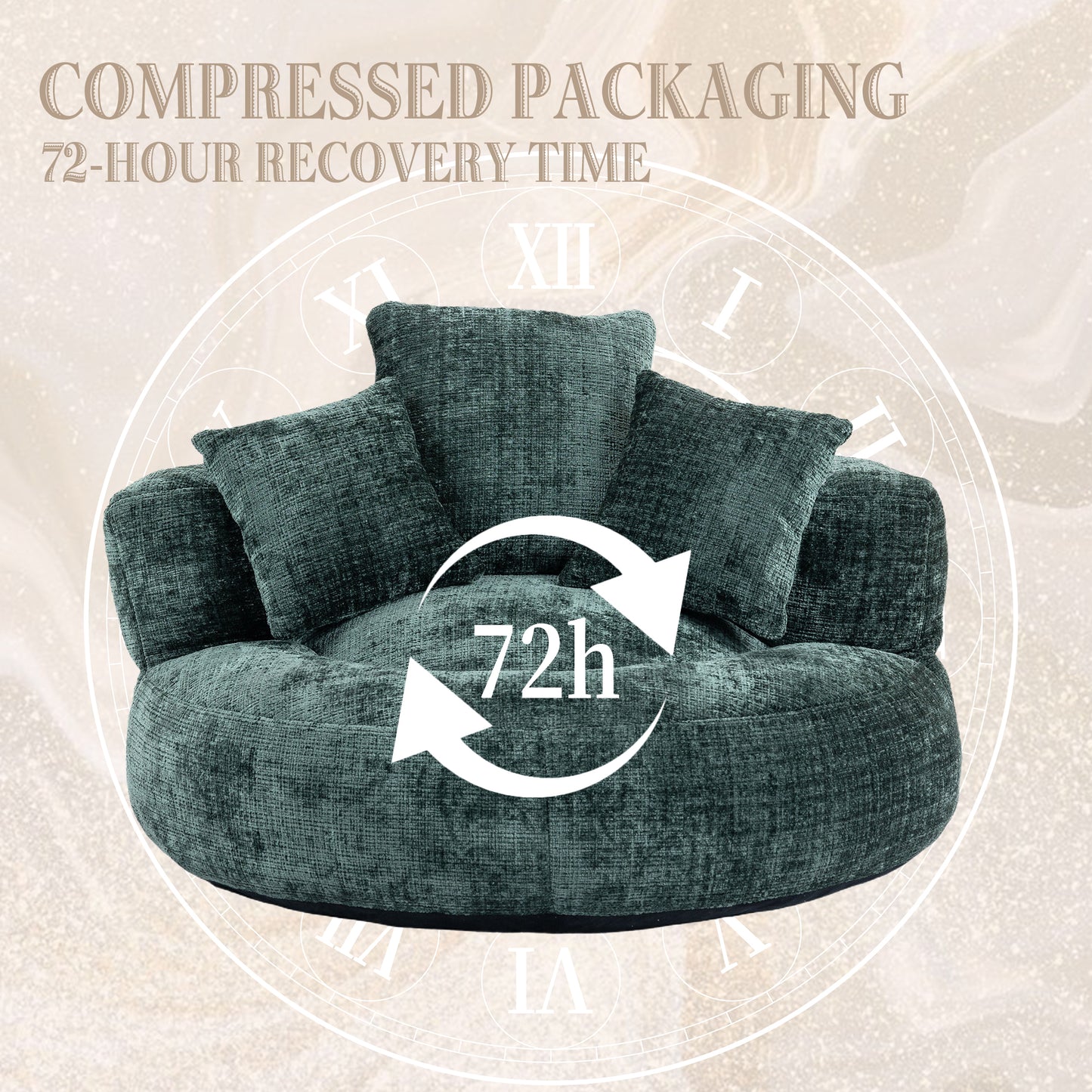 Lazy Sofa Durable Comfort Lounger High Back Bean Bag Chair Couch With Three Pillows for Adults and Kids, Indoor & Outdoor, Single Gaming Sofa Chair For Bedroom,Office (Emerald Chenille)