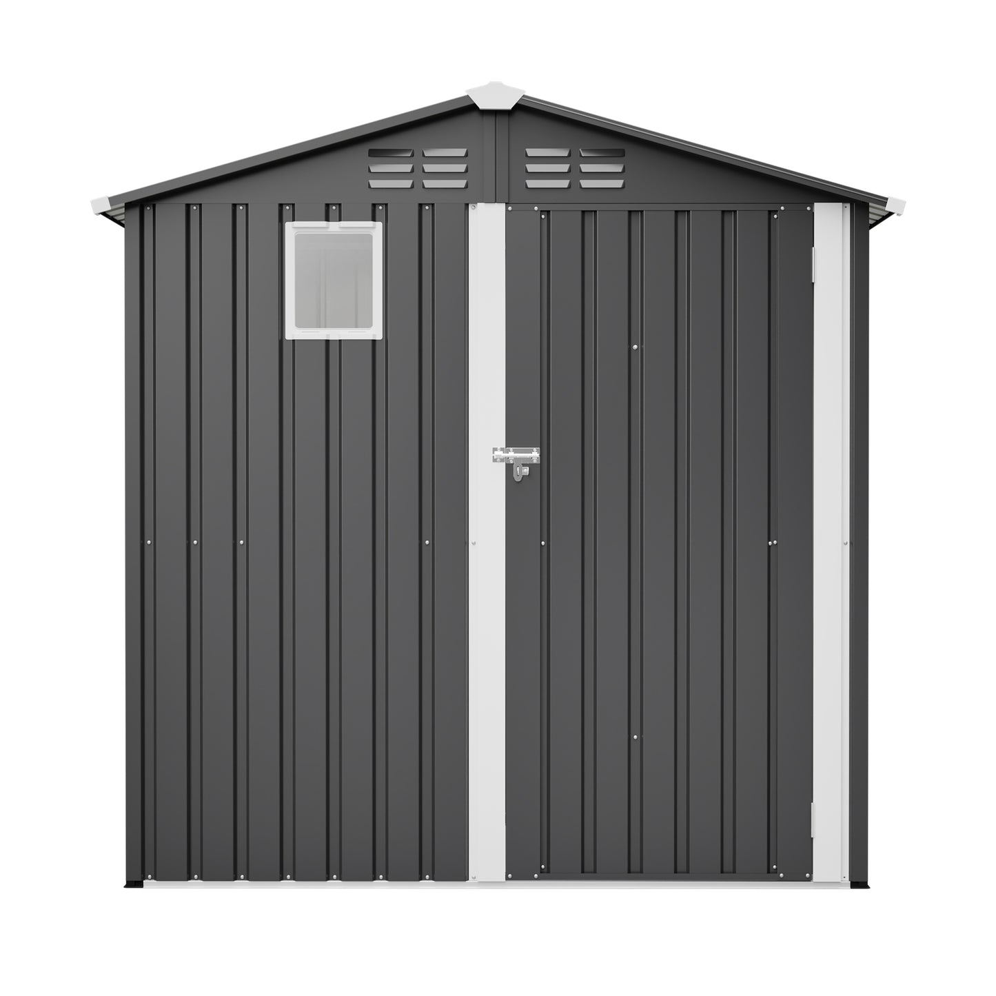 Metal Outdoor Storage Shed 6FT x 4FT, Steel Utility Tool Shed Storage House , Metal Sheds Outdoor Storage for Backyard Garden Patio Lawn (6' x 4'),Gray