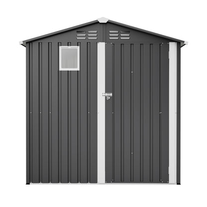 Metal Outdoor Storage Shed 6FT x 4FT, Steel Utility Tool Shed Storage House , Metal Sheds Outdoor Storage for Backyard Garden Patio Lawn (6' x 4'),Gray