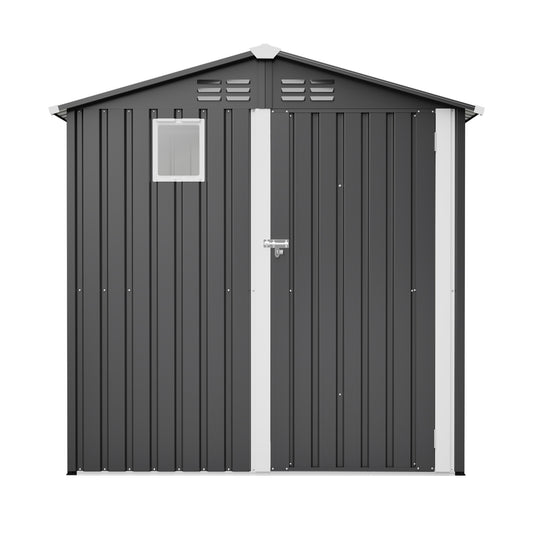 Metal Outdoor Storage Shed 6FT x 4FT, Steel Utility Tool Shed Storage House , Metal Sheds Outdoor Storage for Backyard Garden Patio Lawn (6' x 4'),Gray