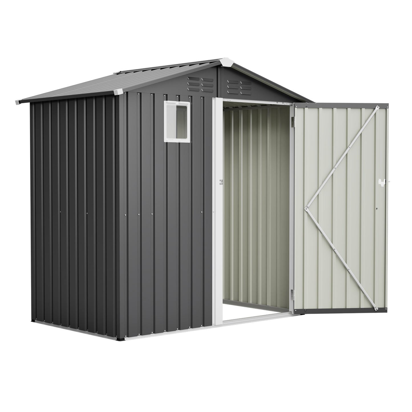 Metal Outdoor Storage Shed 6FT x 4FT, Steel Utility Tool Shed Storage House , Metal Sheds Outdoor Storage for Backyard Garden Patio Lawn (6' x 4'),Gray