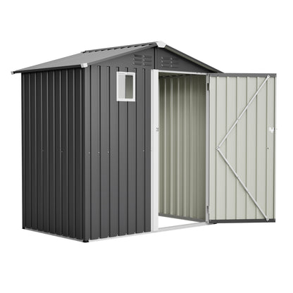 Metal Outdoor Storage Shed 6FT x 4FT, Steel Utility Tool Shed Storage House , Metal Sheds Outdoor Storage for Backyard Garden Patio Lawn (6' x 4'),Gray