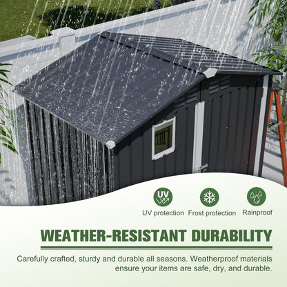 Metal Outdoor Storage Shed 6FT x 4FT, Steel Utility Tool Shed Storage House , Metal Sheds Outdoor Storage for Backyard Garden Patio Lawn (6' x 4'),Gray