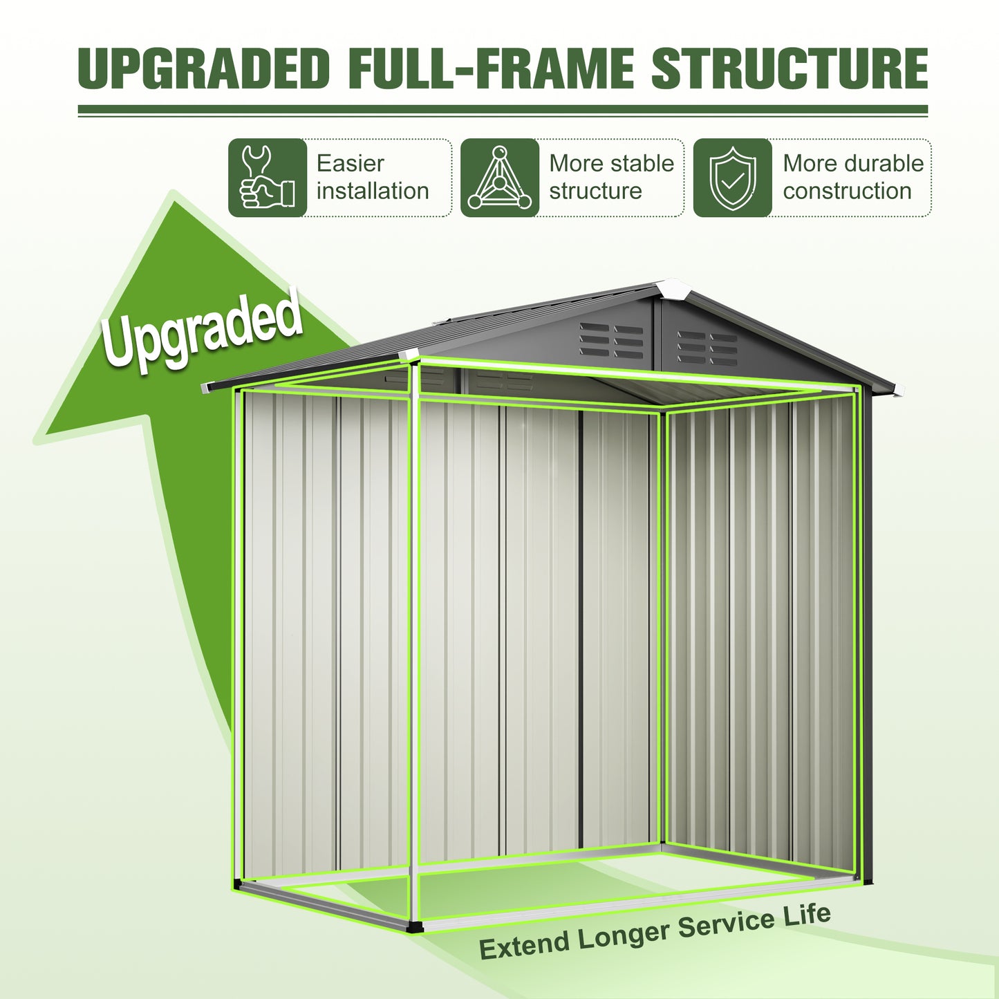 Metal Outdoor Storage Shed 6FT x 4FT, Steel Utility Tool Shed Storage House , Metal Sheds Outdoor Storage for Backyard Garden Patio Lawn (6' x 4'),Gray