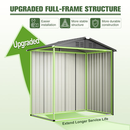 Metal Outdoor Storage Shed 6FT x 4FT, Steel Utility Tool Shed Storage House , Metal Sheds Outdoor Storage for Backyard Garden Patio Lawn (6' x 4'),Gray