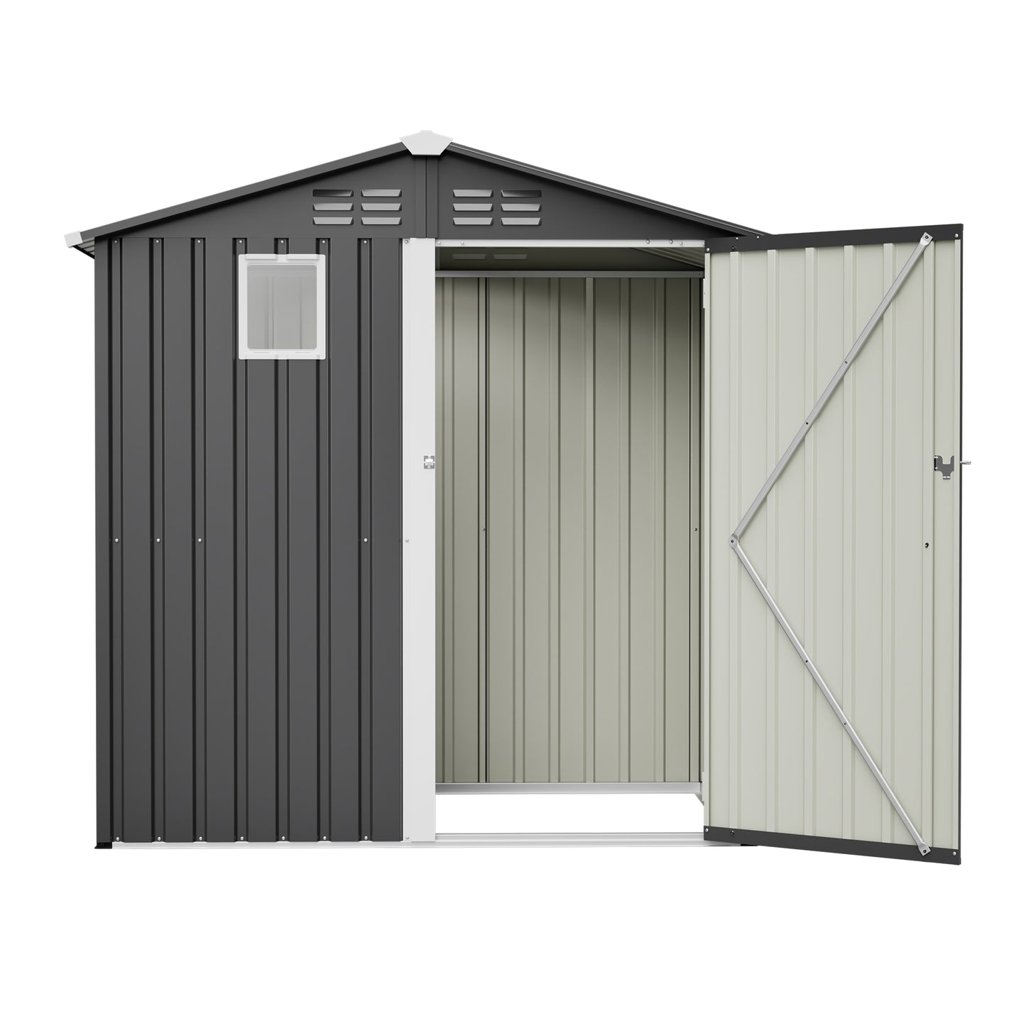 Metal Outdoor Storage Shed 6FT x 4FT, Steel Utility Tool Shed Storage House , Metal Sheds Outdoor Storage for Backyard Garden Patio Lawn (6' x 4'),Gray