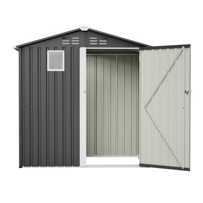 Metal Outdoor Storage Shed 6FT x 4FT, Steel Utility Tool Shed Storage House , Metal Sheds Outdoor Storage for Backyard Garden Patio Lawn (6' x 4'),Gray