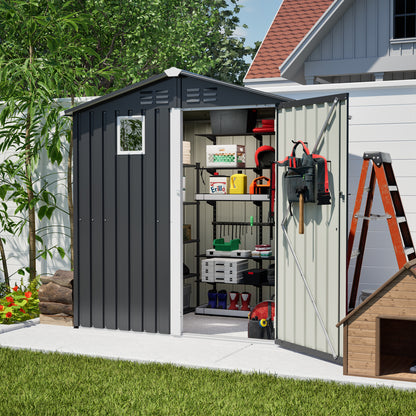Metal Outdoor Storage Shed 6FT x 4FT, Steel Utility Tool Shed Storage House , Metal Sheds Outdoor Storage for Backyard Garden Patio Lawn (6' x 4'),Gray