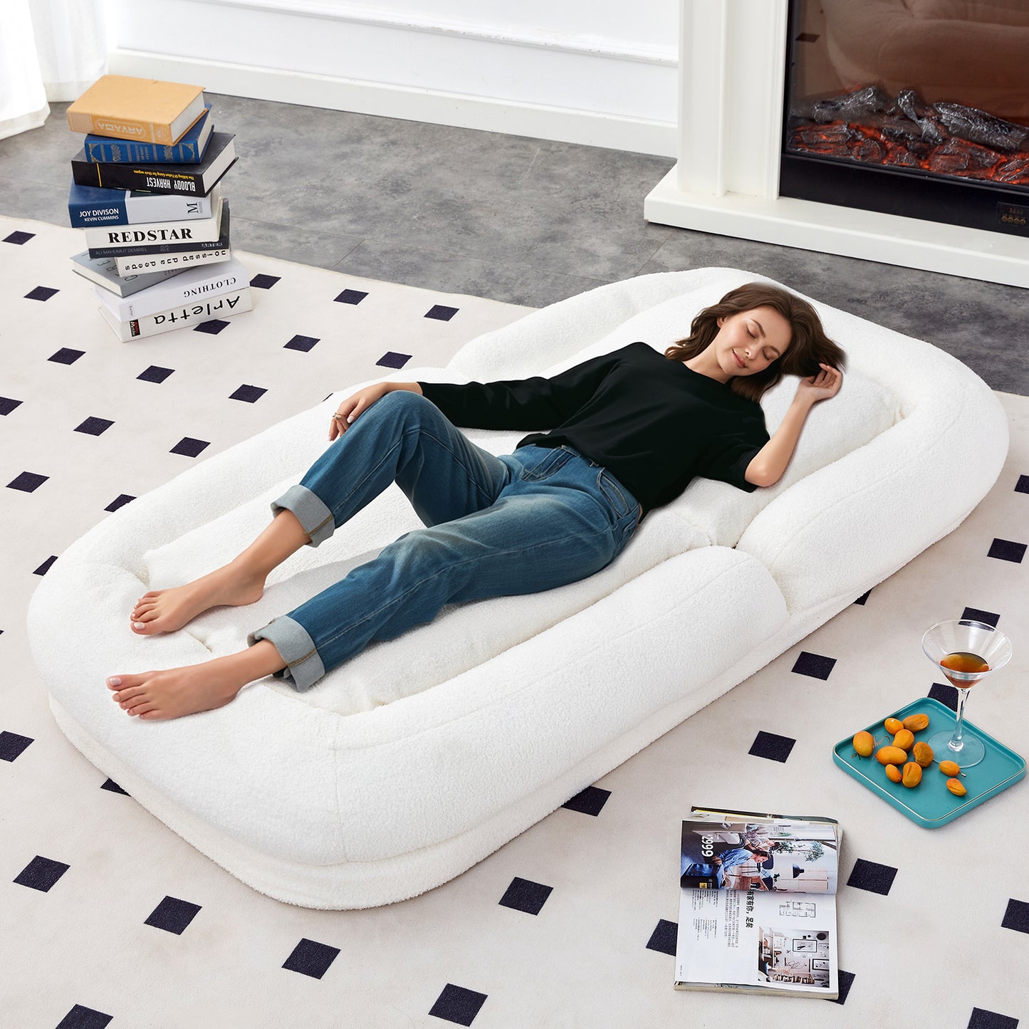 Folding Sofa Chair with 5 Adjustable Positions Plush Floor Lounge Chair for Gaming, Meditation, and Relaxation