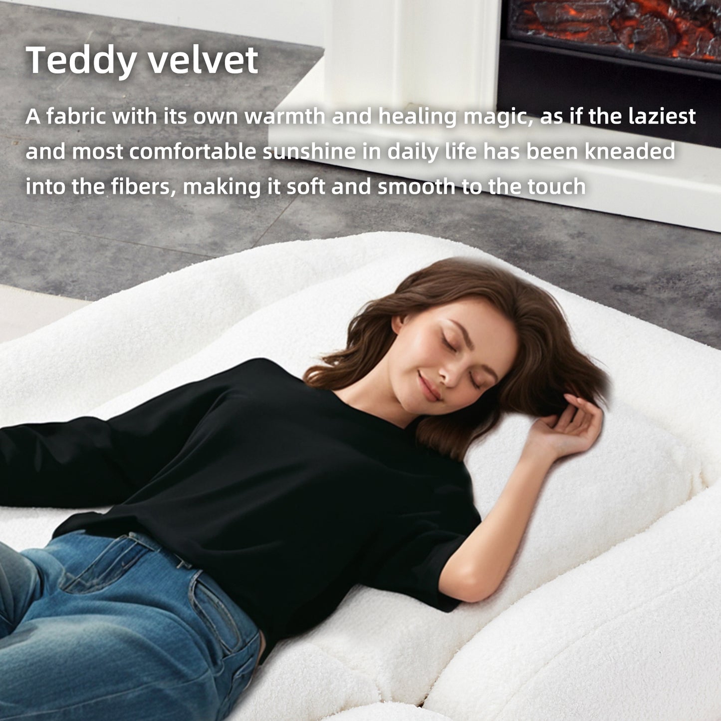 Folding Sofa Chair with 5 Adjustable Positions Plush Floor Lounge Chair for Gaming, Meditation, and Relaxation