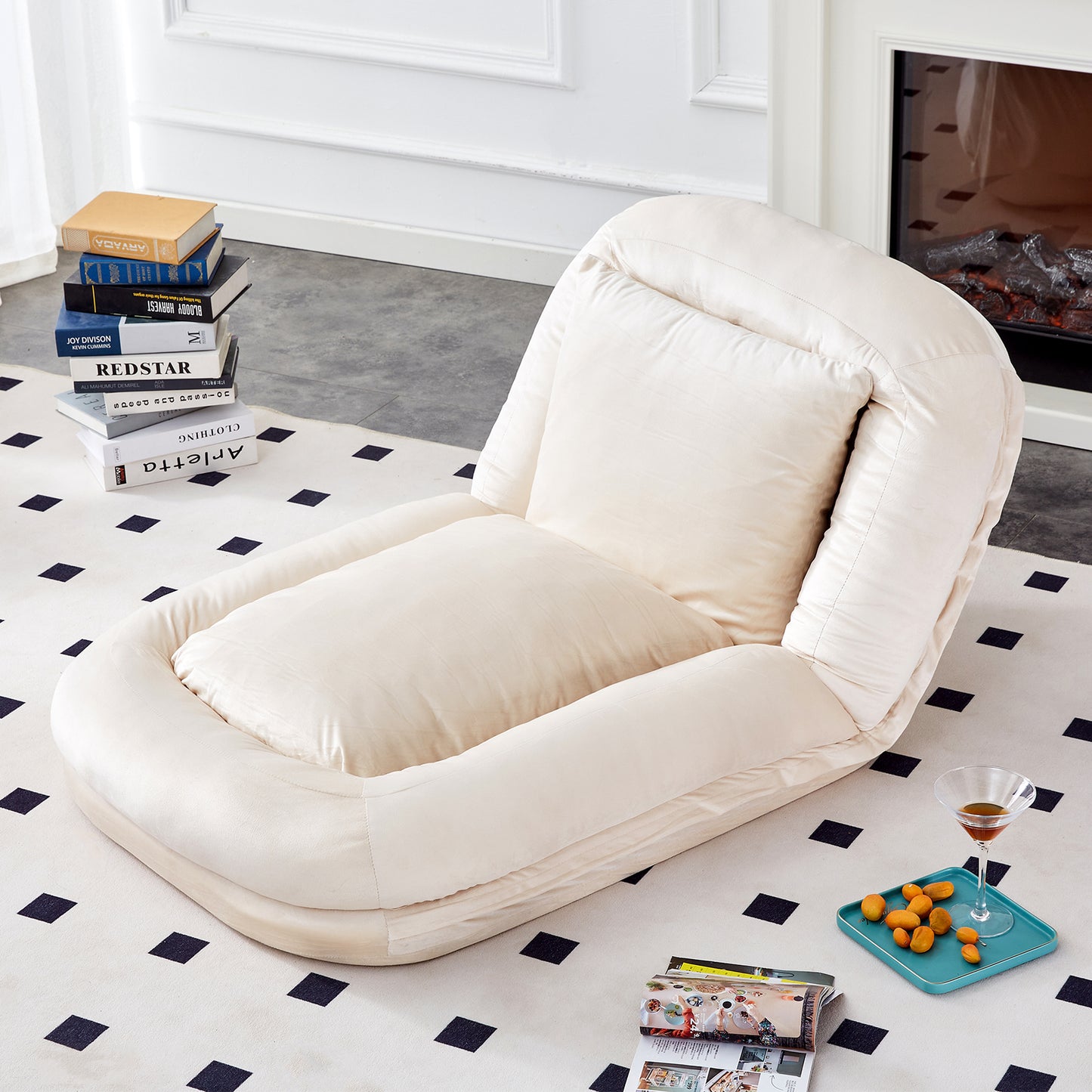 Folding Sofa Chair with 5 Adjustable Positions Plush Floor Lounge Chair for Gaming, Meditation, and Relaxation