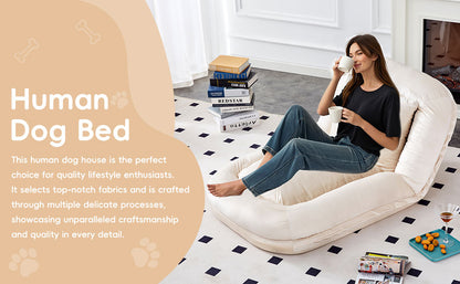 Folding Sofa Chair with 5 Adjustable Positions Plush Floor Lounge Chair for Gaming, Meditation, and Relaxation