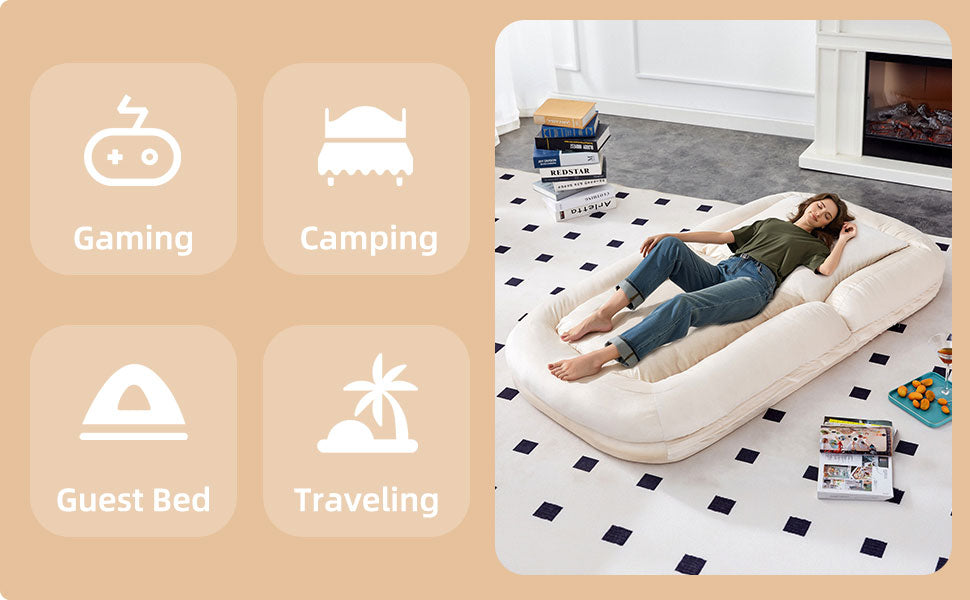 Folding Sofa Chair with 5 Adjustable Positions Plush Floor Lounge Chair for Gaming, Meditation, and Relaxation