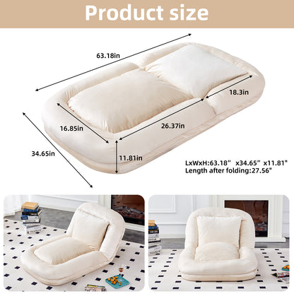 Folding Sofa Chair with 5 Adjustable Positions Plush Floor Lounge Chair for Gaming, Meditation, and Relaxation