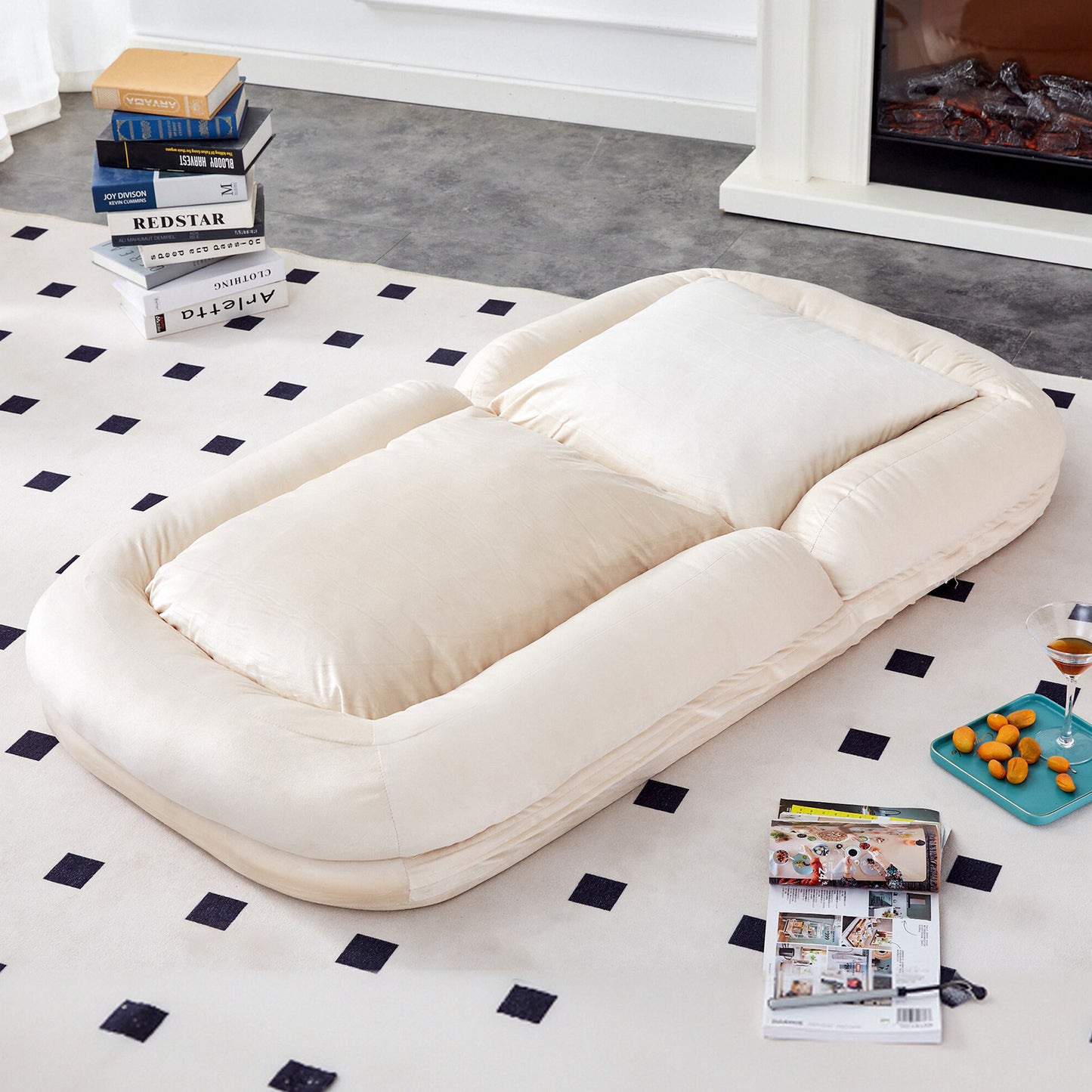 Folding Sofa Chair with 5 Adjustable Positions Plush Floor Lounge Chair for Gaming, Meditation, and Relaxation